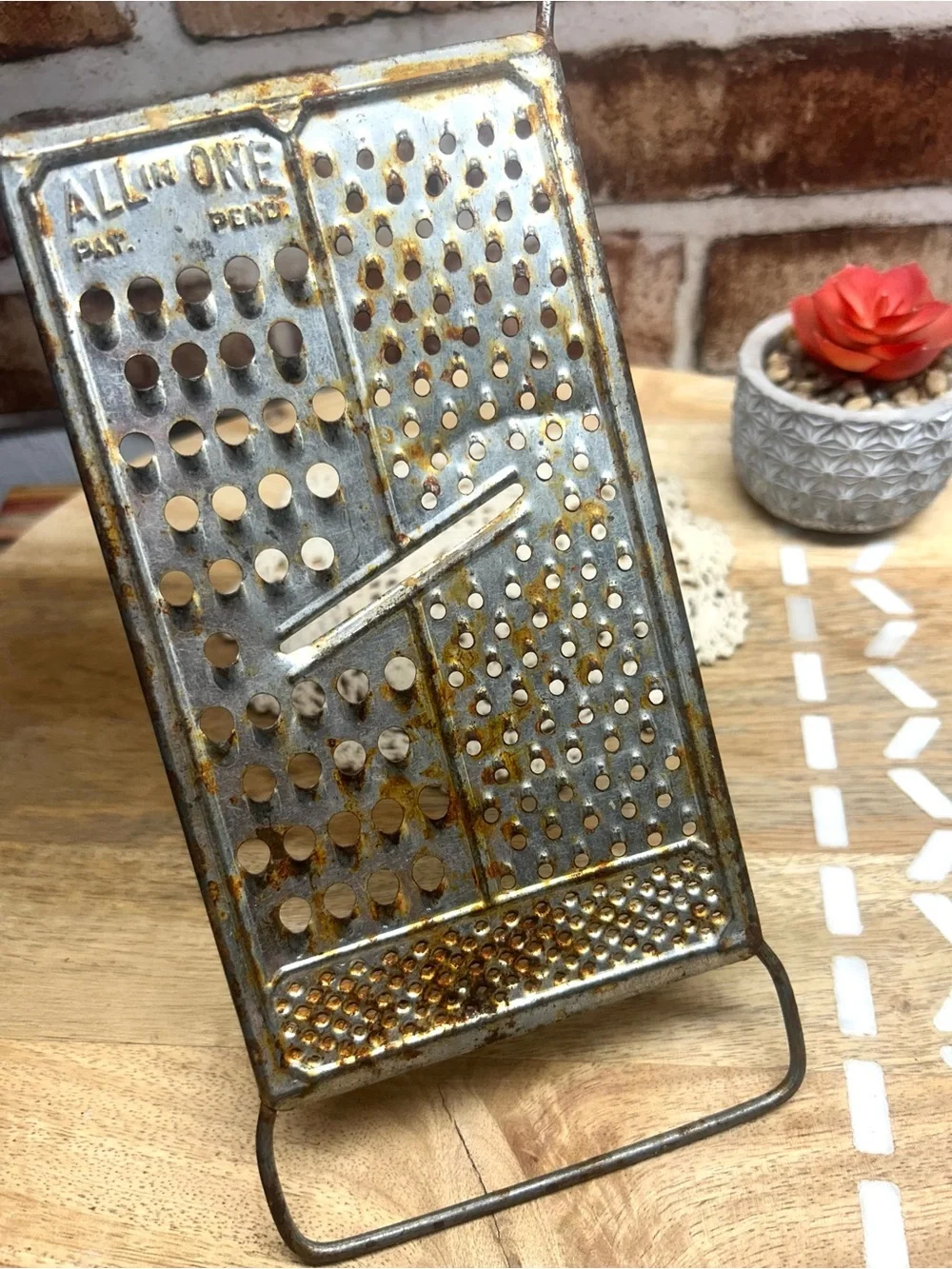 Vintage 3 Cup Measuring Flour Sifter and ALL IN ONE  cheese grater flat